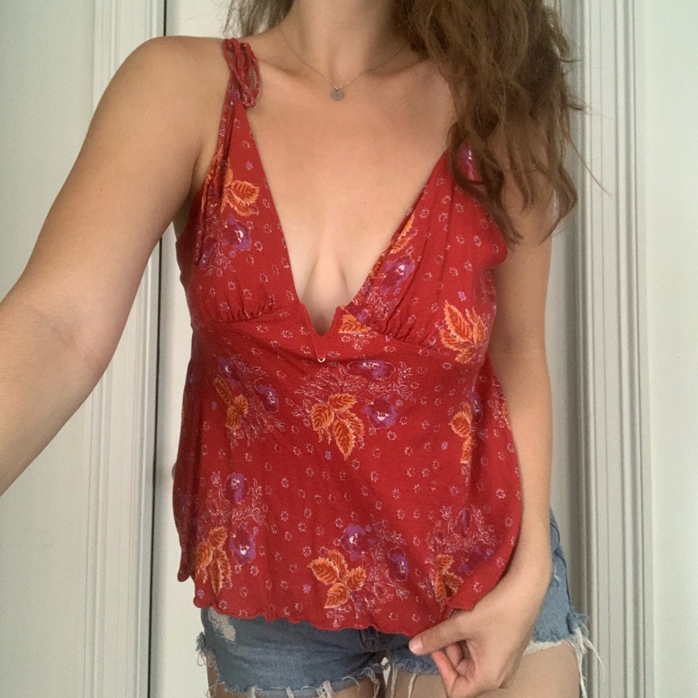 Free People Red Floral Camisole